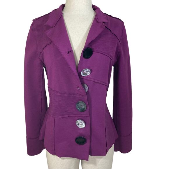 neon buddha Jackets & Blazers - Neon Buddha Merritt Patchwork Jacket, ladies petite small magenta purple